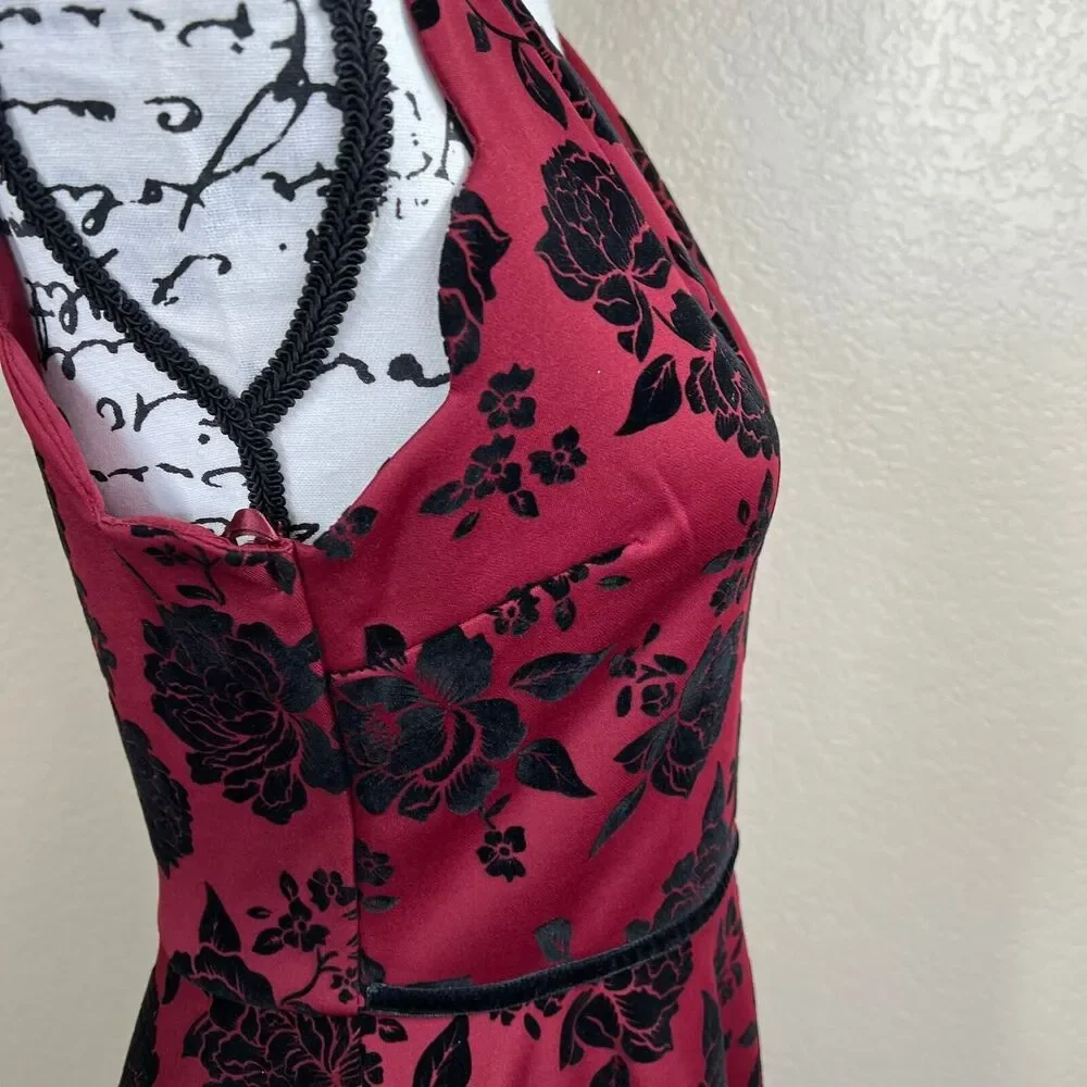 City Studio Burgundy Dress fit flare sleeveless dress size 7/8 baddie streetwear